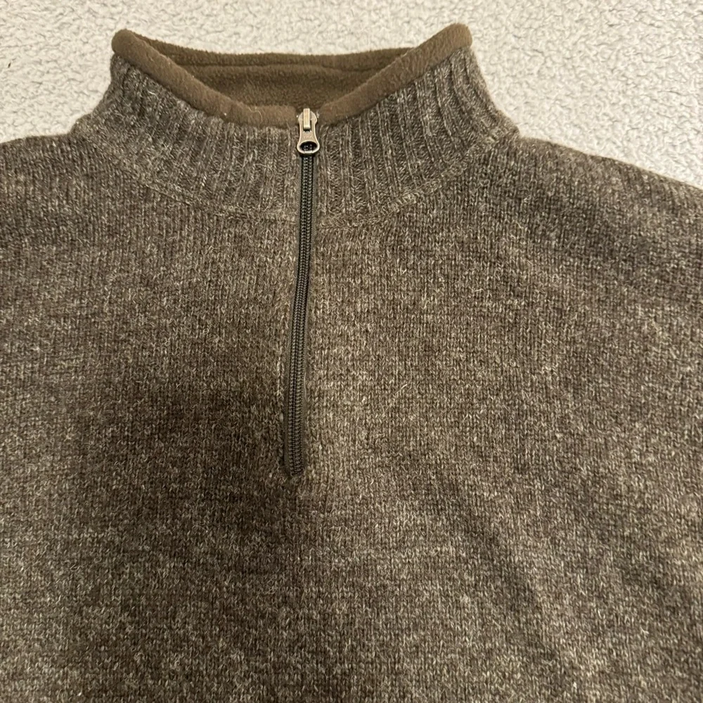 Woolrich Wool Sweater Mens Xl Dark Loden Heather Gray 1/4 Zip Pullover Laine - Picture 3 of 12